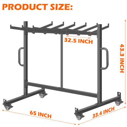 NULTRUMA Folding Chair Rack, Heavy-Duty Folding Chair Cart Storage for 42 Chairs or 12 Tables, 550 lbs Capacity, Heavy Metal Chair Holder Rack with Locking Universal Wheels, Dust Cover, Elastic Cords