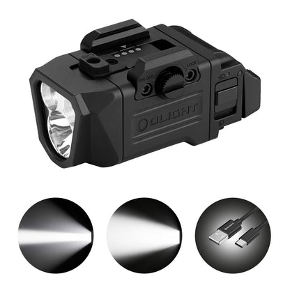 OLIGHT PL X Tactical Flashlight Rechargeable USB-C Dual Beams Strobe Combo 22,500 Candelas Spotlight and 1,200 Lumens Floodlight Adjustable & Reversible Lugs, for 1913 / GL Rail Mount (Matte Black)