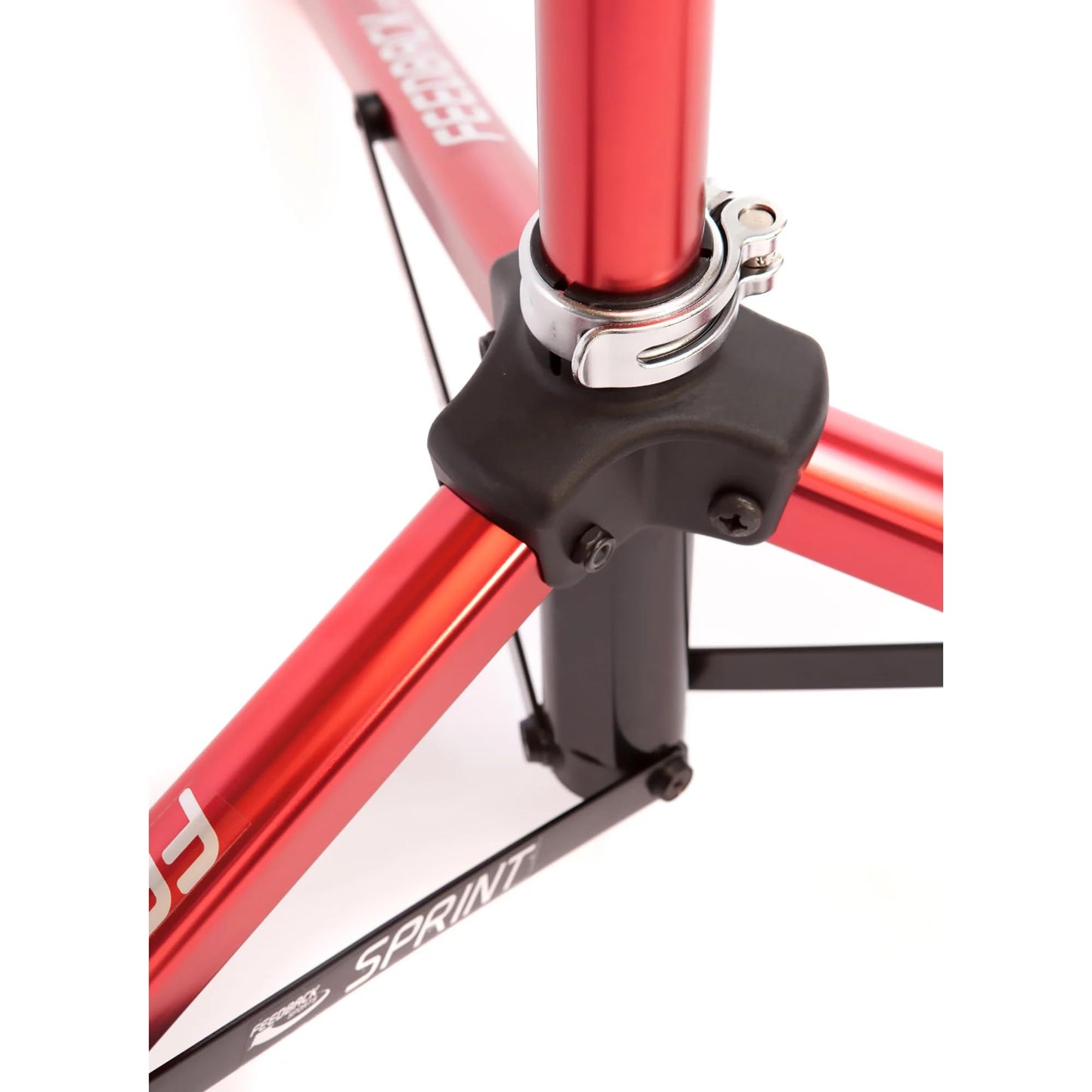 Feedback Sports | Sprint Bike Repair Stand | Compact Bicycle Workstand W/Tripod Base | 360-Degree Rotation | Dropout Style Mount | Red