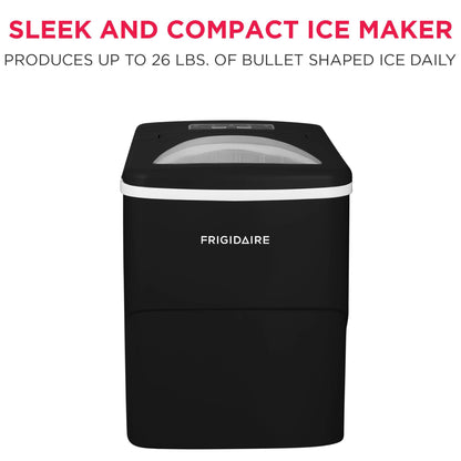 Frigidaire, 26 Lbs Portable Compact Icemaker, Ice Making Machine, Black, White, Medium