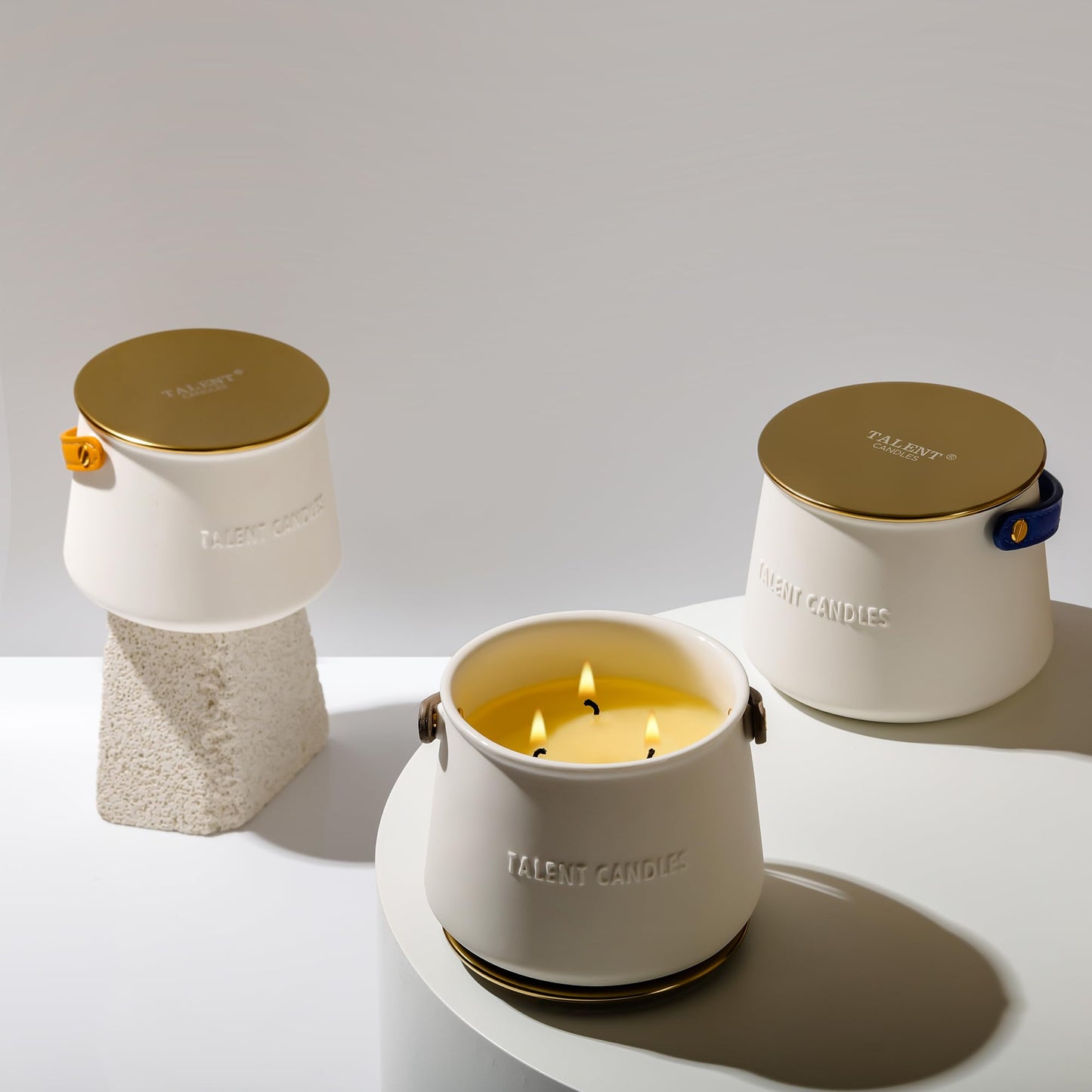 Candles for Home Scented - Scandinavian Style 3 Wick Candle - Lasting Ceramic Candle Jar - Soy Candles Non Toxic with Minimalist Design - Grapefruit Rose