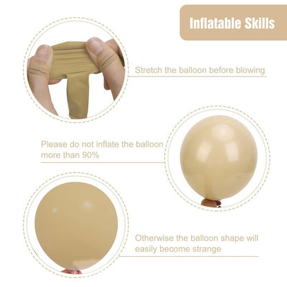 RUBFAC Vanilla Brown Beige Balloons 129pcs Different Sizes Pack of 18 12 10 5 Inch, Light Brown Cream Ivory Balloon Neutral Boho Garland Arch Kit for Wedding Baby Shower Birthday Party Decorations