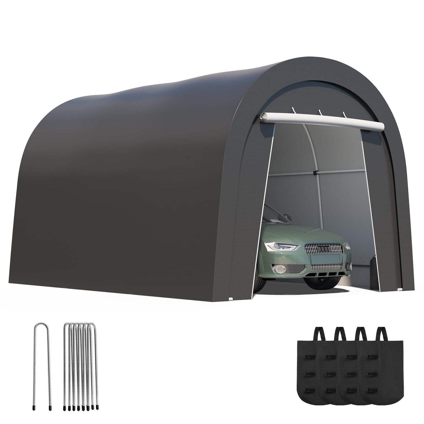 Wisteria Lane Heavy Duty Carport with 4 Cloth Bags, All-Weather Portable Garage with 2 Roll-up Doors, Car Canopy Storage Shelter Shed for Cars, Truck, or Garden Tools, 10' x 15'