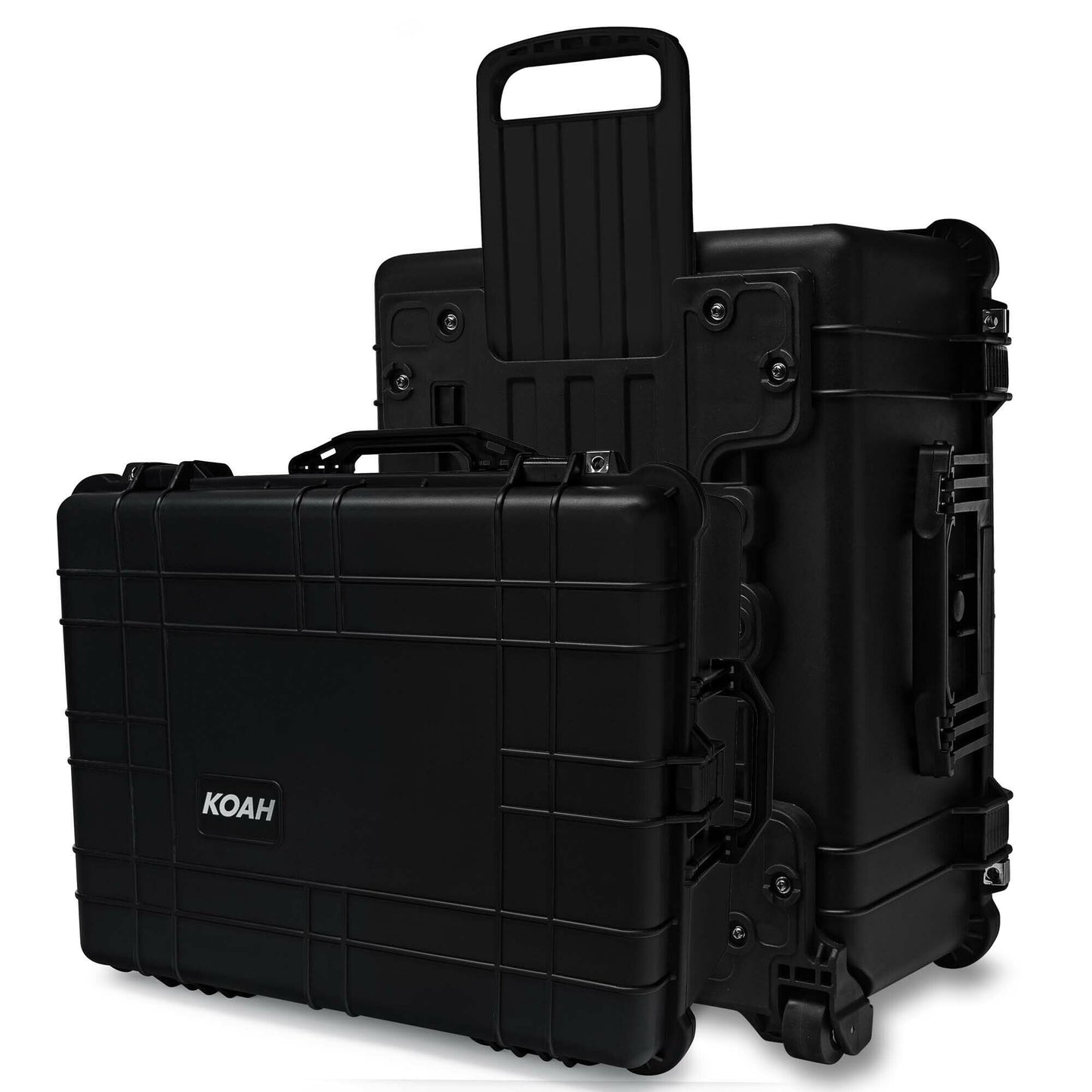 Koah Weatherproof Wheeled Plastic Hard Case with Customizable Foam, Retractable Handle, and Trolley Wheels (25.0" x 20.0" x 12") For Cameras, Drones, And Gear