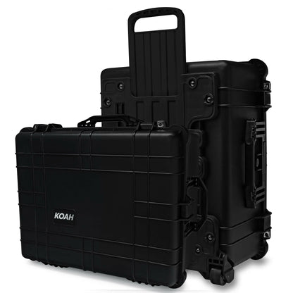 Koah Weatherproof Wheeled Plastic Hard Case with Customizable Foam, Retractable Handle, and Trolley Wheels (25.0" x 20.0" x 12") For Cameras, Drones, And Gear