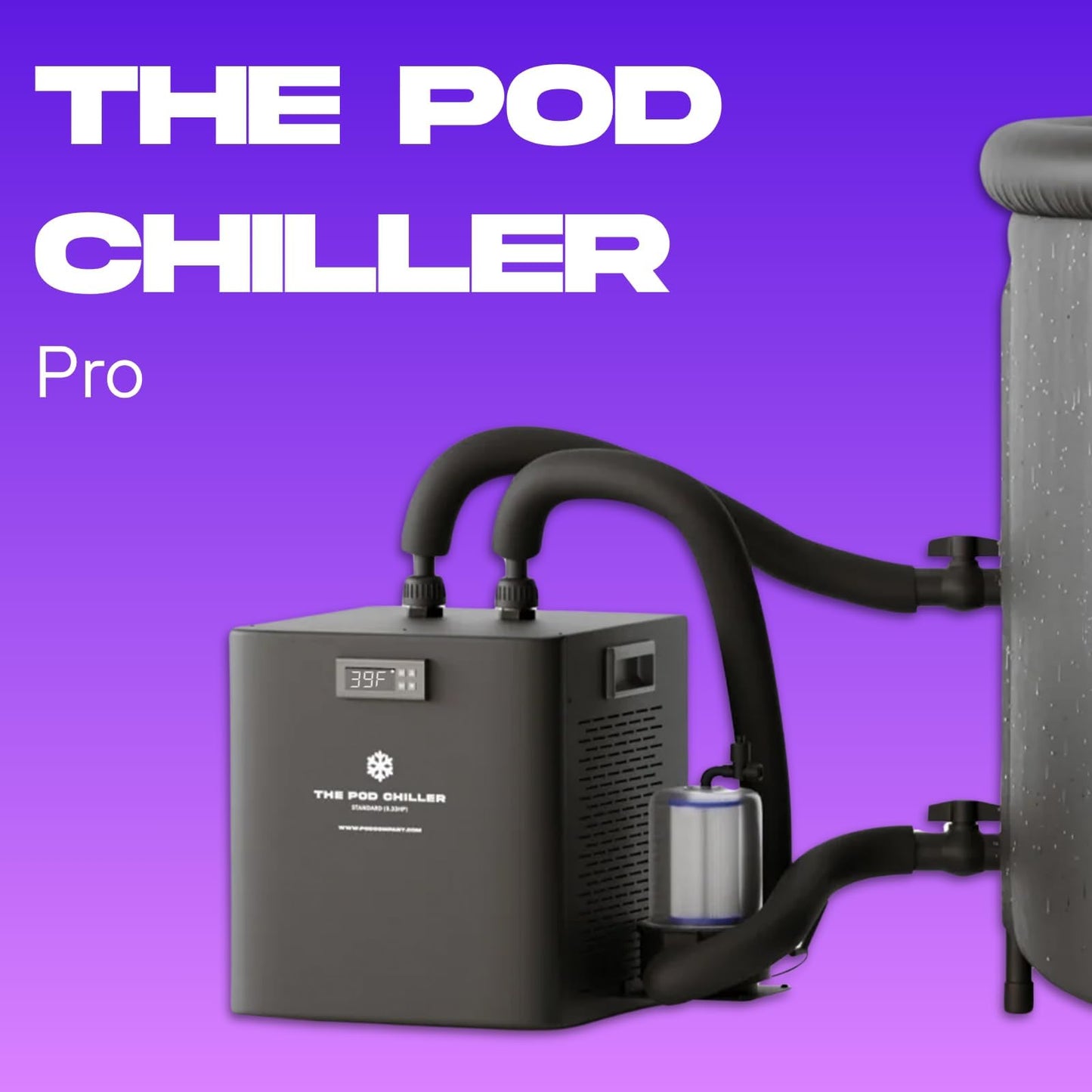The Pod Company Pro Water Chiller – 0.5 HP – Ultra Fast 39°F Cooling for Cold Plunge Tubs – High-Power System for Heavy Use & Hot Climates – Compatible with Ice Pod & Long Pod
