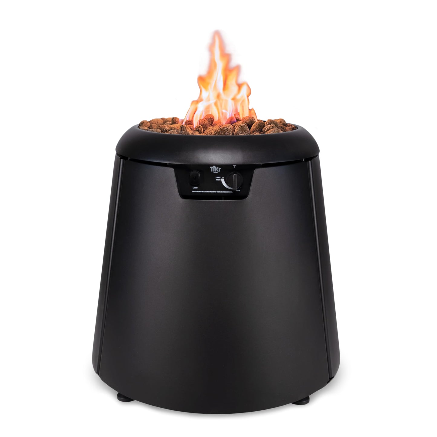 TIKI 28.5-Inch Customizable Propane Fire Pit, 40,000 BTU Outdoor Gas Fire Pit with Lava Rocks & Burner Cover – Modern Black Design for Patio, Backyard, and Outdoor Spaces
