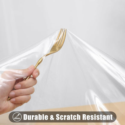 Smiry Rectangle Table Cloth 60x84 Inch, Waterproof Wipeable Vinyl Tablecloths Protector, Oil Spill Proof Plastic Table Cover for Dining, Picnic, Camping, Outdoor, Clear
