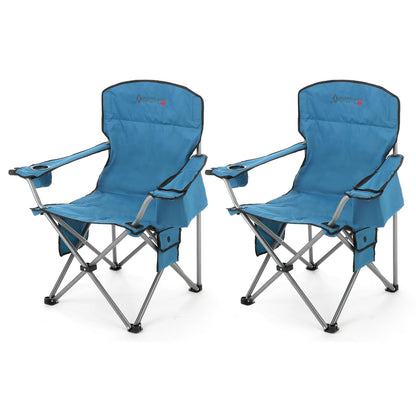 ARROWHEAD OUTDOOR 2-Pack Heated Folding Camping Chair with Cooler, 3 Heat Settings, Cup & Wine Glass Holder, Carrying Bag, Battery NOT Included, Supports up to 330lbs