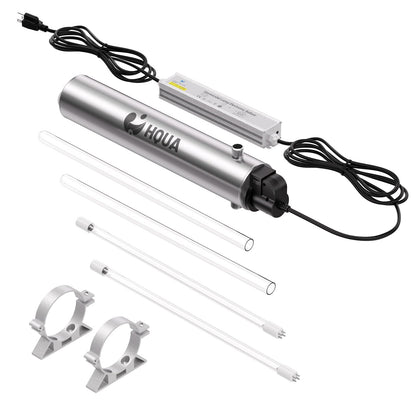 HQUA-TWS-12 Ultraviolet Water Purifier Filter for Whole House Water Purification,12GPM 120V, 1 Extra UV Lamp + 1 Extra Quartz Sleeve