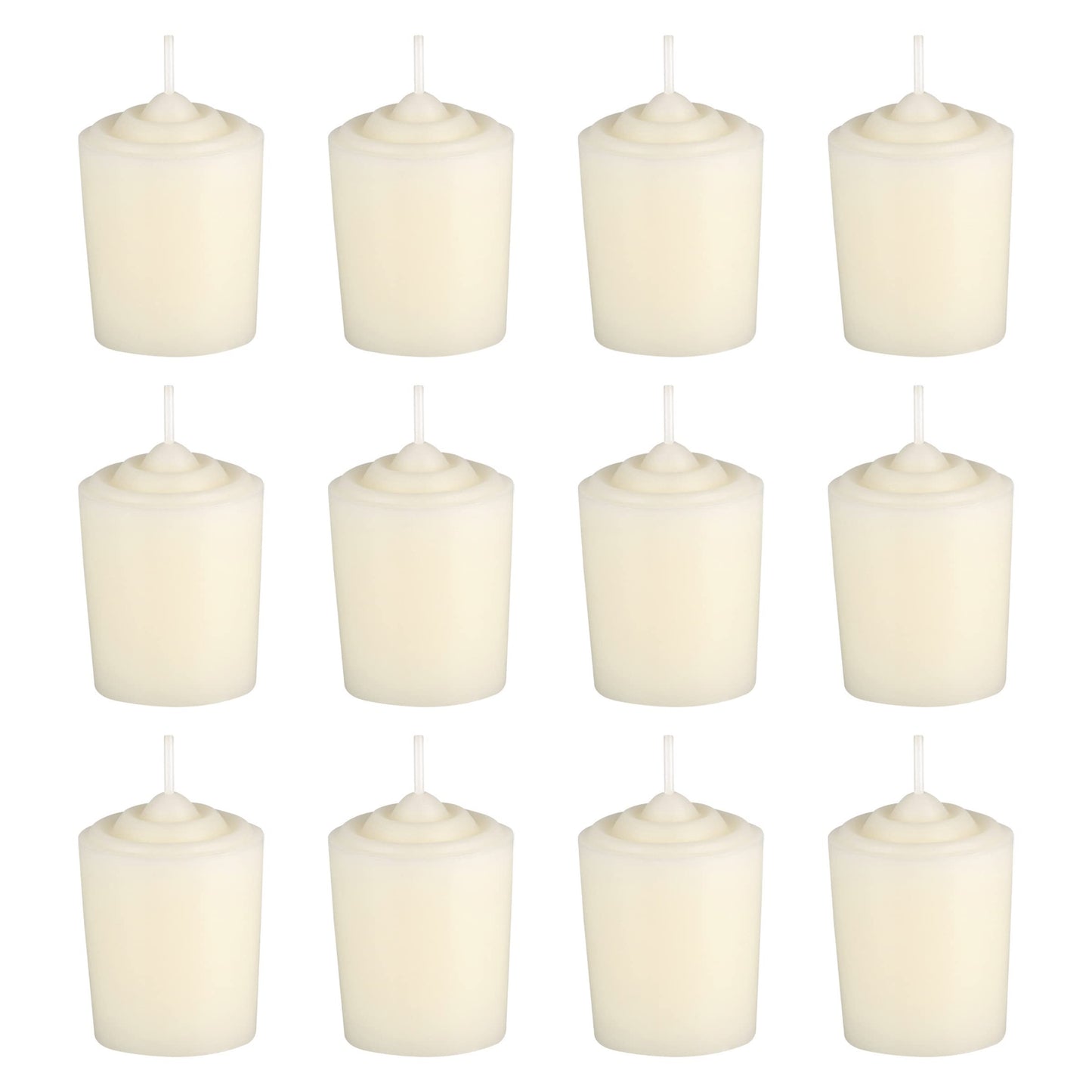 Mega Candles 12 pcs Unscented Ivory Votive Candles, Hand Poured Wax Candle 15 Hours 1.5 Inch x 2.25 Inch, Home Décor, Wedding Receptions, Centerpieces, Occasions, Events, Meditations, Holders