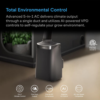 AC Infinity TERRAFORM 8, Plant Air Conditioner, Heater, Dehumidifier, Smart VPD Control, Auto-Switch Cool and Heat from Single Duct, for Grow Tents and Rooms, 12000 BTU