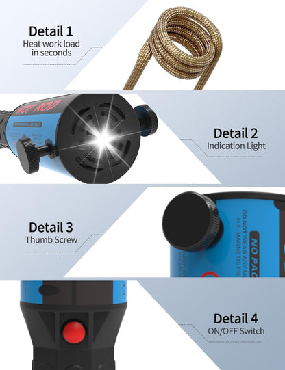 Pakowin Magnetic Induction Heater Kit - 1200W 110V Handheld Induction Heater Bolt Removal Tool with 3 Coils