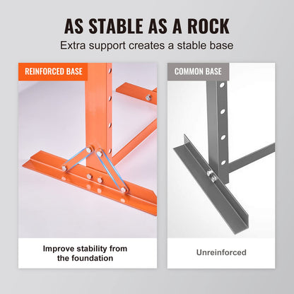 VEVOR Hydraulic Shop Press, 12 Ton/26000lbs, H-Frame, 4-Hold Adjustable Height, with Movable Plates, for Garage or Professional Users, Orange