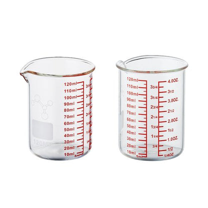 High Borosilicate Glass Measuring Cup-V-Shaped Spout,120ml(4OZ) Glass Measuring Beaker for Kitchen or Restaurant, Easy to Read(Pack of 2)