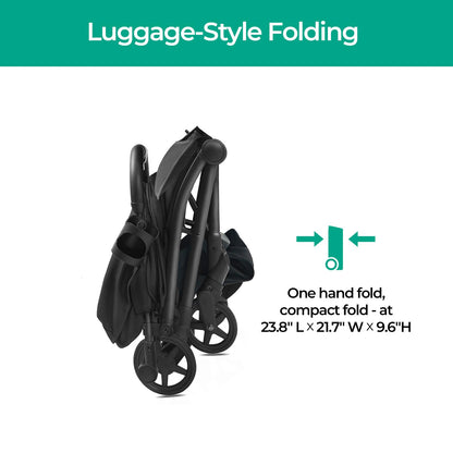 Mompush Lithe Lightweight Stroller, Compact One-Hand Fold Travel Stroller for Airplane Friendly, Reclining Seat and Large Canopy, with Rain Cover & Travel Carry Bag & Cup Holder