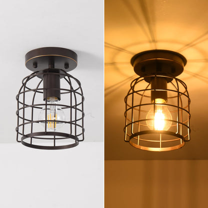 Create For Life? Industrial Vintage Flush Mount Ceiling Light, Oil Rubbed Bronze, Metal, E26, 1 Pack, Model kfxd16001