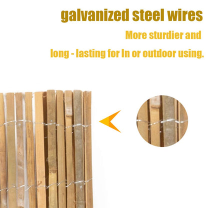 Mininfa Natural Bamboo Slat Screening, Eco-Friendly Privacy Slat Fence, Bamboo Screen Panel Roll for Balcony or as Wind and Sight Protection (2m x 4m)