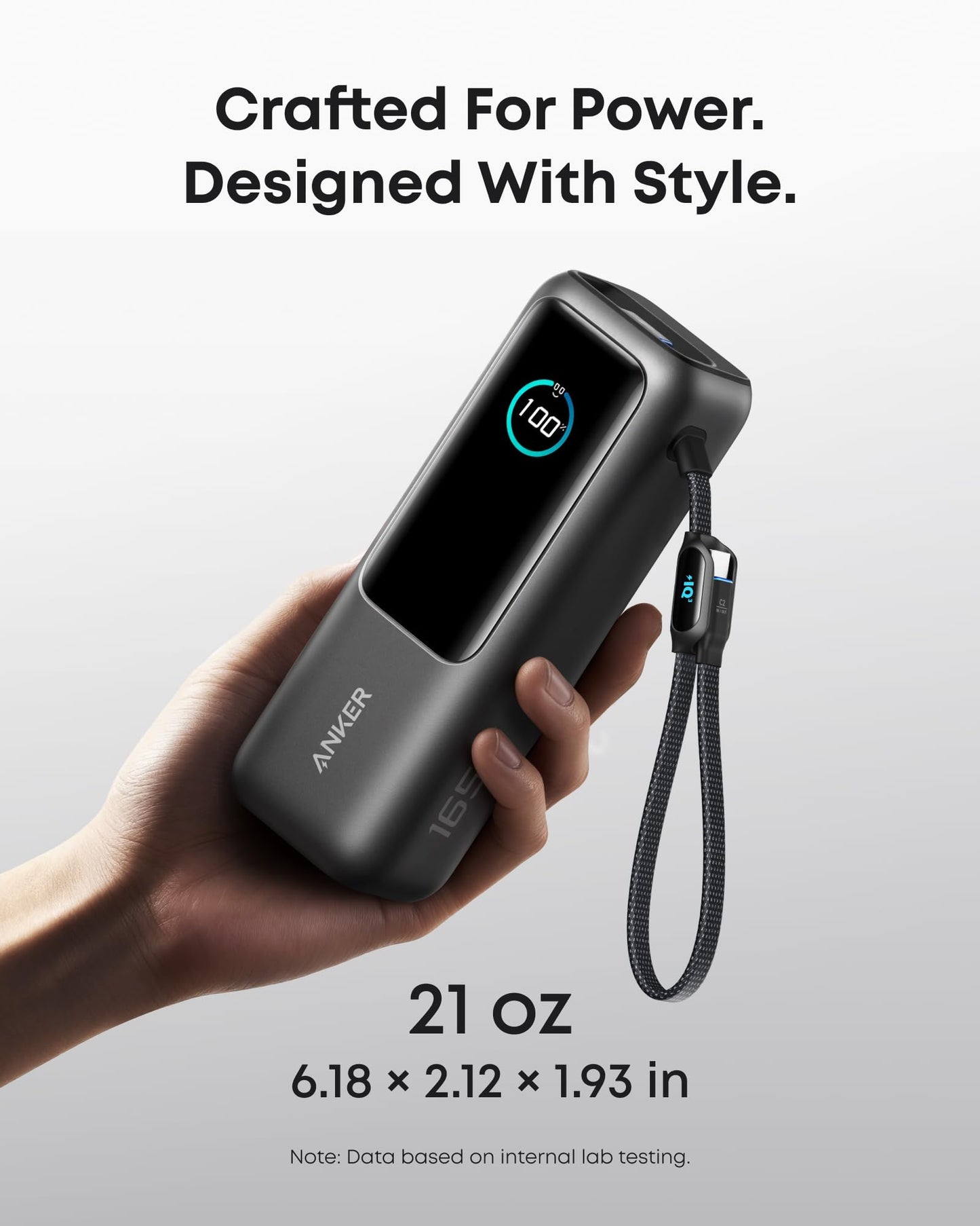 Anker Laptop Power Bank,25,000mAh Portable Charger with 165W Total Output,3 USB-C Ports (100W Max Each),Built-in Retractable Cables,Flight-Ready,for iPhone 17/16 Series,MacBook,Samsung,and More