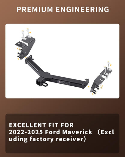 2” Receiver Trailer Hitch for 2022–2025 Ford Maverick (No Factory Tow Package) | Class 3 | 4,000 lbs Towing | Easy Bolt-On Install