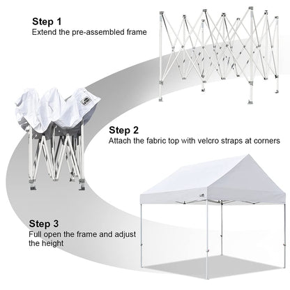 Eurmax USA Patented 10x10 Pop Up Canopy Tent Party Tent Commercial Instant Canopies Shelter with Heavy Duty Roller Bag,Bonus 4 Sand Bags (Snow White)