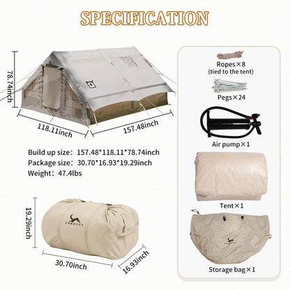 TOMOUNT Inflatable Tents 13ft*High6.5ft Large Air Glamping Tents with Pump for Family Camping 4 Seasons 6~8 Person Tent Waterproof