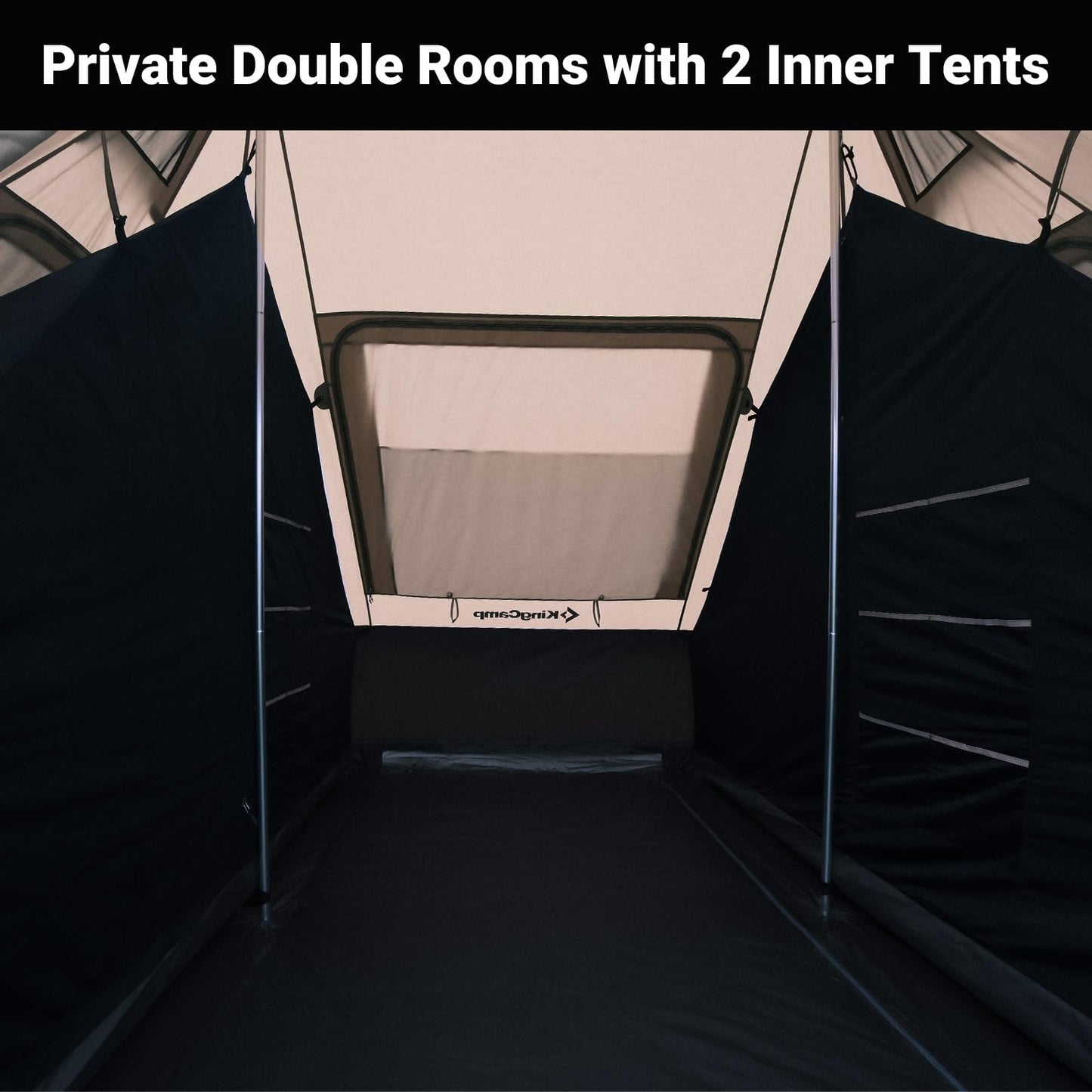 KingCamp Khan Inner Tent for 2 Person, Dark Room Tent with High Density Mesh, Lightweight Waterproof Windproof for Camping Backpacking Hiking Fishing RV