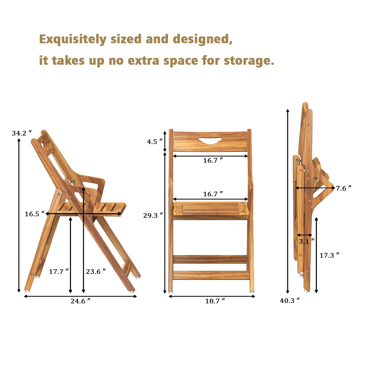 NNN Solid Teak Folding Shower Chair - Pivoting Backrest & Forward-Leaning Armrests for Easy Stand-Up, 350lb Capacity, Space-Saving Fold & Anti-Slip Feet for Elderly Bath Safety