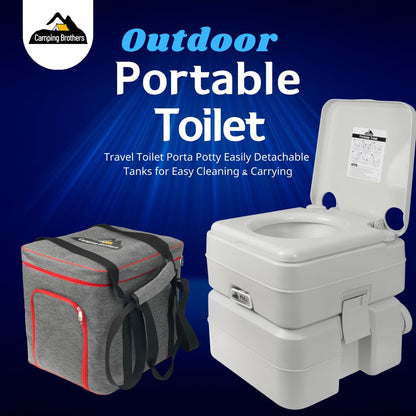 5.3 Gallon Portable Camping Toilet for Adults with Carry Bag – Extra Large Porta Potty for Adults Outdoors, RV, Boat | 286 LBS Capacity, 50 Flushes, Detachable Tanks, Carry Bag Included
