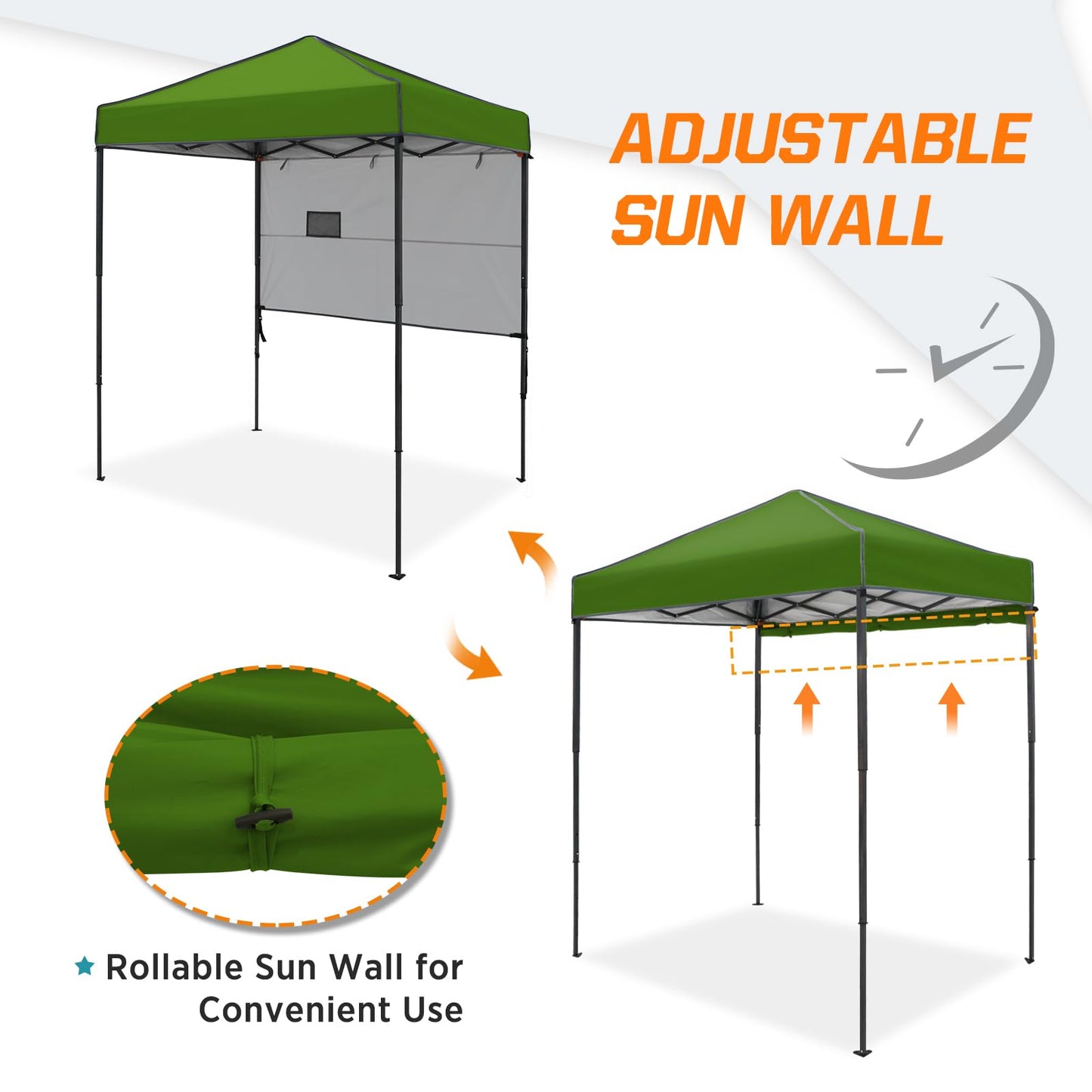 COOS BAY 6x4 Pop Up Canopy Tent with Adjustable Side Wall, Easy Setup Lightweight Portable Sun Shelter for Beach, Camping & Small Spaces, Grass Green