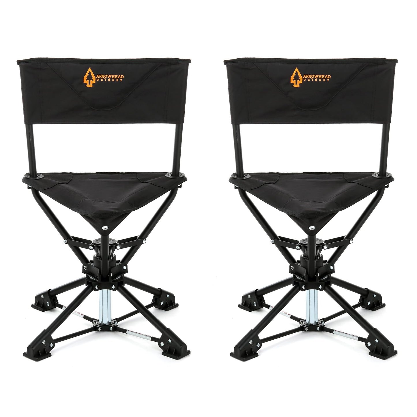 ARROWHEAD OUTDOOR 2-Pack 360° Degree Swivel Hunting Chair Stool Seat, Perfect for Blinds, No Sink Feet, Carrying Case, Fishing, 600D Canvas