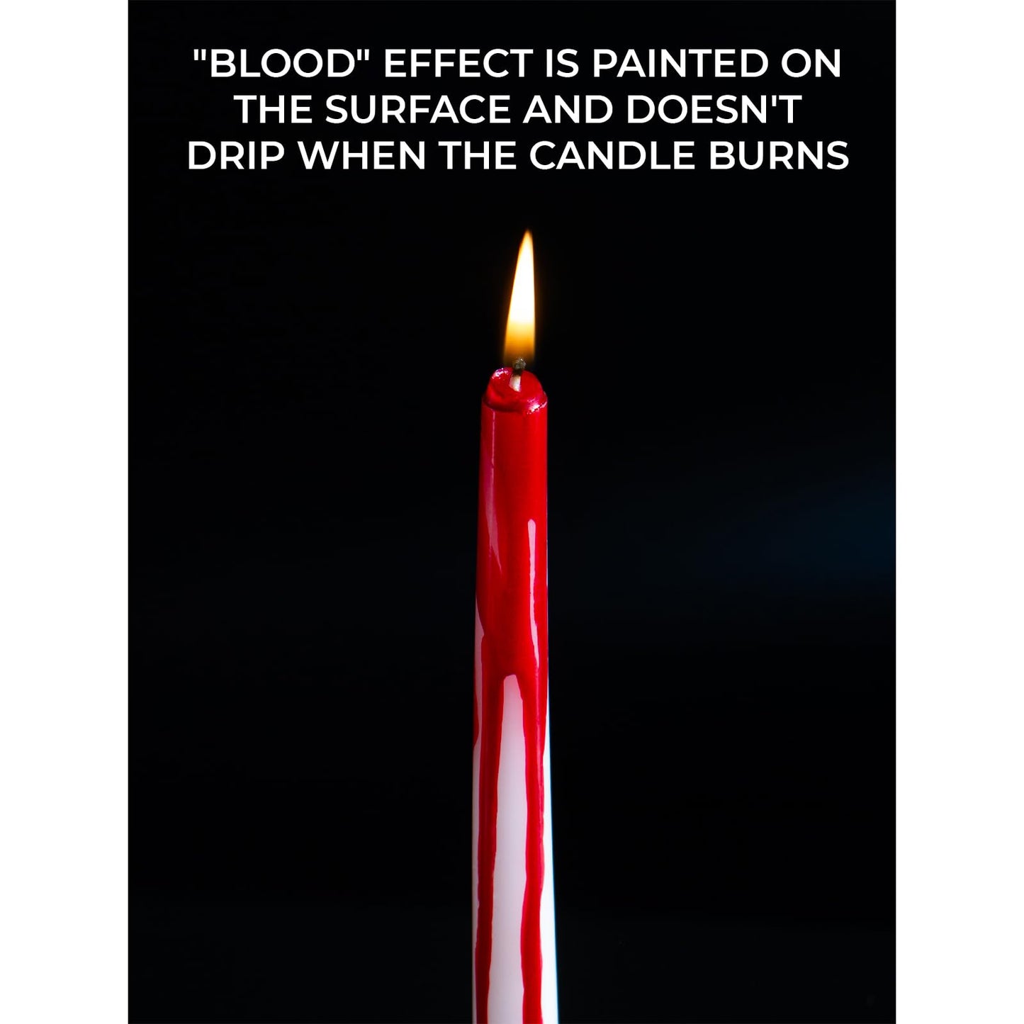 CANDWAX 10 inch Taper Candles Set of 4 - Unscented Taper Burning for 8 Hours - No Drip Taper Candles Ideal for Halloween or Other Themed Party - Blood White