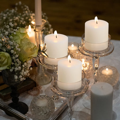 3×3 White Pillar Candles Set of 3 Unscented Handpoured Weddings, Home Decoration, Restaurants, Spa, Church Smokeless Cotton Wick 90 Hour