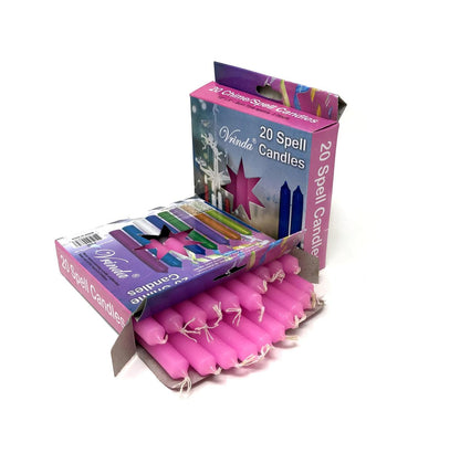 Vrinda® Set of 20-4" Mini Chime Ritual Spell Unscented Taper Candles – Ideal for Chime/Altar/Spell Work (Pink)