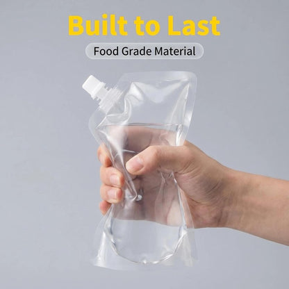 16-Pack Reusable Plastic Flasks - Clear Leak-Proof Bags for Travel, Sports, Concerts & Events (8oz/16oz/32oz) - Ideal for Running, Hiking & Outdoor Activities