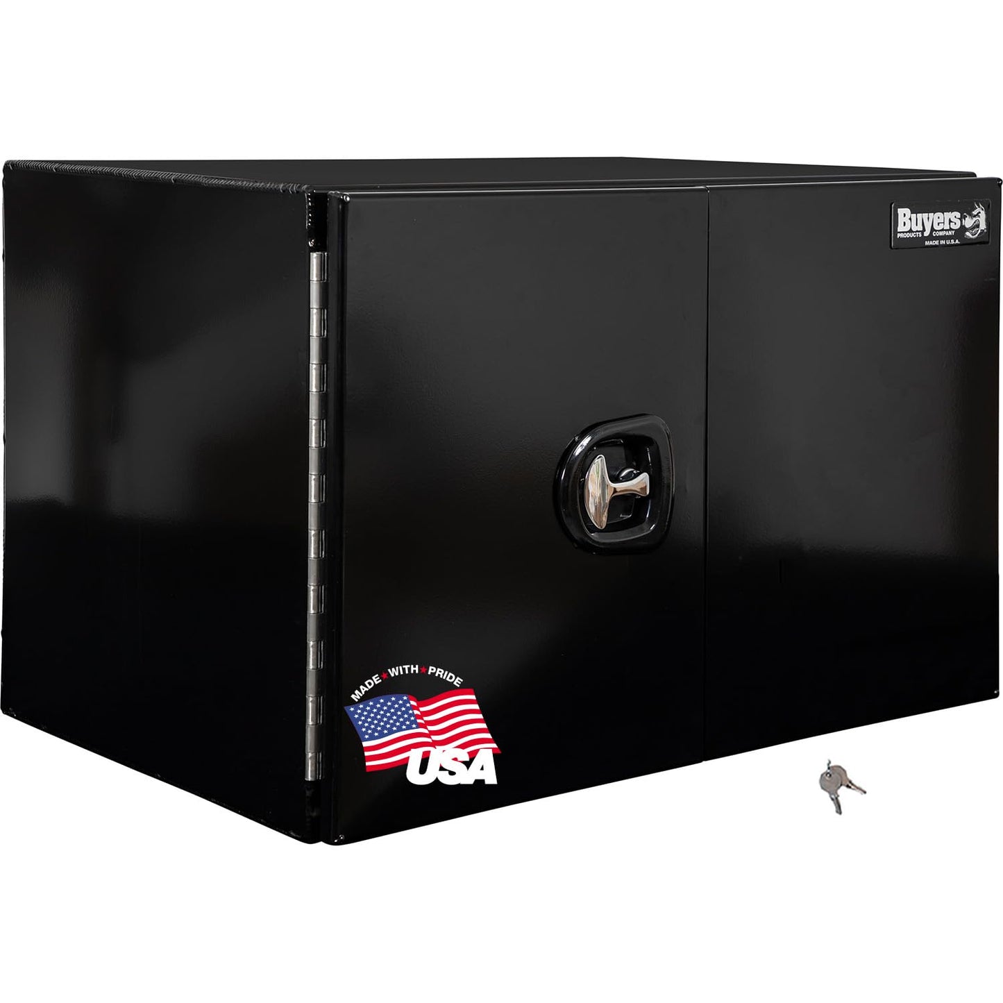 Buyers Products 1705835 Underbody Tool Box With Barn Door, 24x24x36 Inch, Black Powder-Coated, Made in USA, .100 inch Smooth Aluminum, 3-Point Locking, Truck Storage Toolbox For Work Vehicles