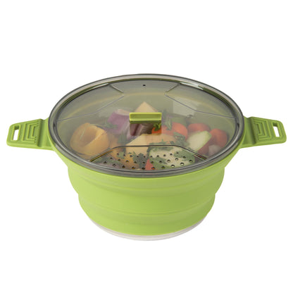 Restaurantware-Hi Tek 2.5 Liter Collapsible Camping Pot, 20 Portable Cook Pots - With Lid, Stainless Steel Bottom, Silicone Camping Cookware, For Travel Or Outdoor Hiking- Restaurantware