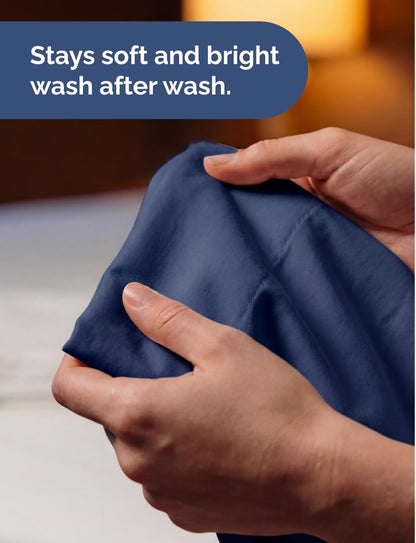 Lightweight Bed Sheet Set by [Brand Name] | Twin XL Cooling Sheets for Hot Sleepers - Breathable & Wrinkle Resistant - Navy Blue