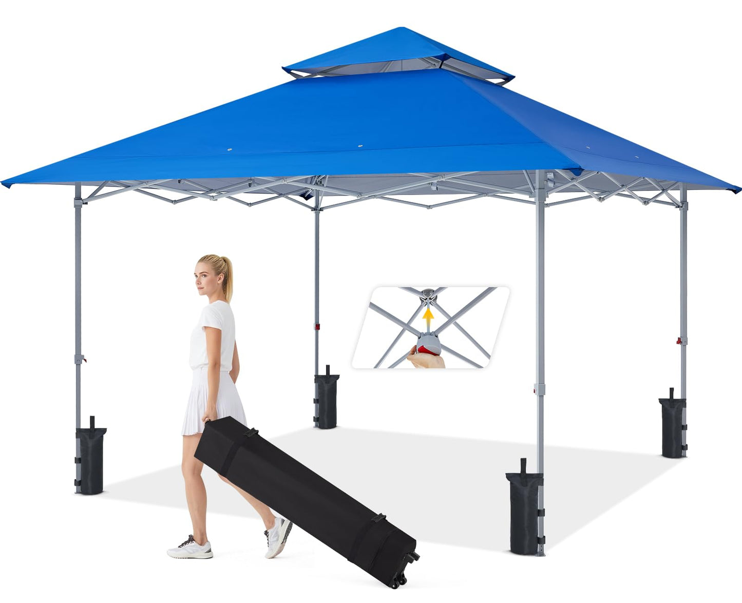 MASTERCANOPY 13x13 Pop-Up Canopy Tent Instant Shelter Outdoor Canopy with Wheeled Bag (Blue)