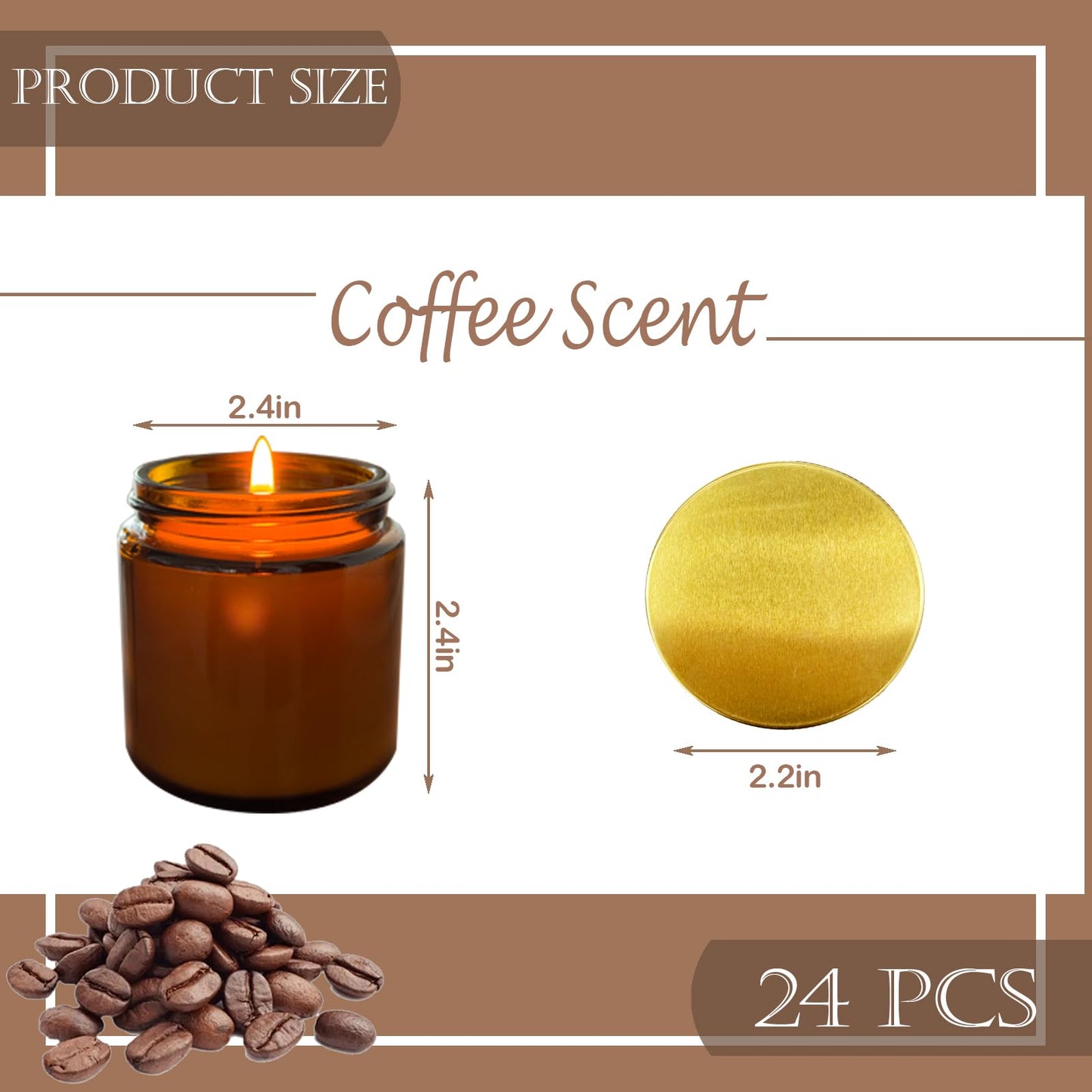 Veiuwa 24 Pcs 4 Oz Mini Soy Candles,Coffee Scented Candles Set,Bulk Aromatherapy Candle,Great Stress Relieving Scented Candle for Girls as a Gift for Birthdays, Weddings and More!