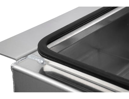 Buyers Products 1705381 Diamond Tread Aluminum In-Frame Truck Tool Box w/Notched Bottom, 12" H x 24" D x 32" W, Truck Box for Between Truck Frame Rails, Adjustable Latch, Includes Mounting Kit