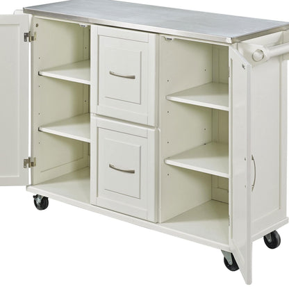 Homestyles Dolly Madison Off-White Mobile Kitchen Cart with Stainless Steel Top