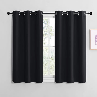 NICETOWN Blackout Curtain Panels - Thermal Insulated Grommet Top Drapes, Black, 2 Panels, W34 x L36-Inch