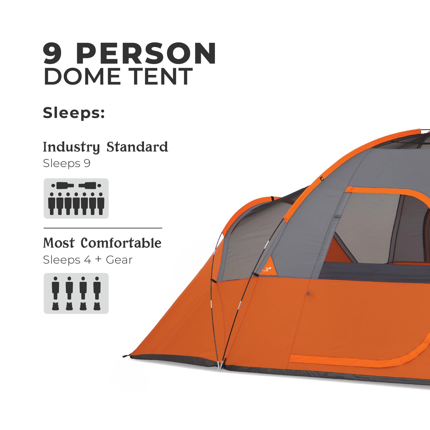 CORE 9 Person Extended Dome Tent - 16' x 9'