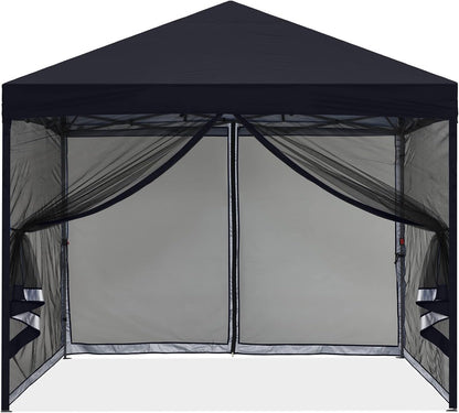 MASTERCANOPY Pop-Up Setup Outdoor Canopy with Netting Screen Walls, 10x10, Black