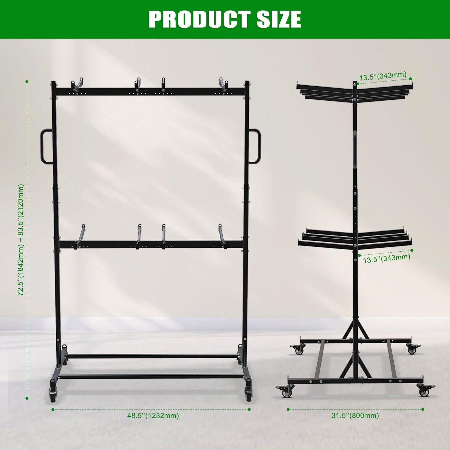 Dolibest Heavy Duty Folding Chair Cart, Folding Chair Rack & 4 Locking Swivel Wheels 48 Chairs/ 24 Chairs +12 Tables, Folding Chair Storage Dolly for Event, Church, Garage, Capacity Up to 1,000 lbs