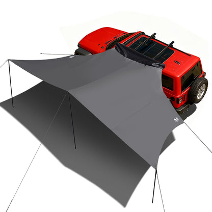TIMBER RIDGE 19x9.8ft Retractable Car Awning with Blackout Coating, 186ft² Roof Rack Pull-Out Sun Shade Overland Camping, UPF50+ Waterproof Sun Shelter for Vehicle/Truck/Jeep/SUV/Van Grey