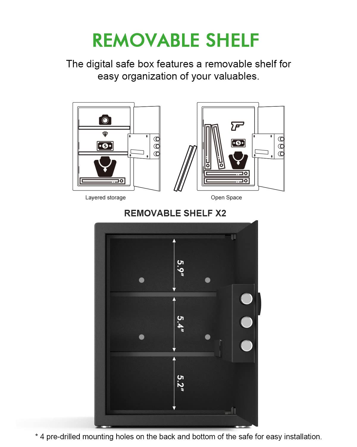 ISLANDSAFE Small Home Safe Box Deluxe Digital Electronic Keypad Lock Safes 1.7 Cuft Cabinet Safes Security Lock Box for Office Hotel Dorm Cash Money Jewelry (1.7 Cubic Feet Black)