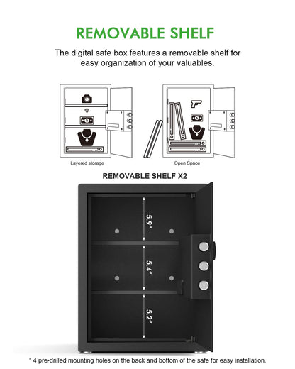 ISLANDSAFE Small Home Safe Box Deluxe Digital Electronic Keypad Lock Safes 1.7 Cuft Cabinet Safes Security Lock Box for Office Hotel Dorm Cash Money Jewelry (1.7 Cubic Feet Black)