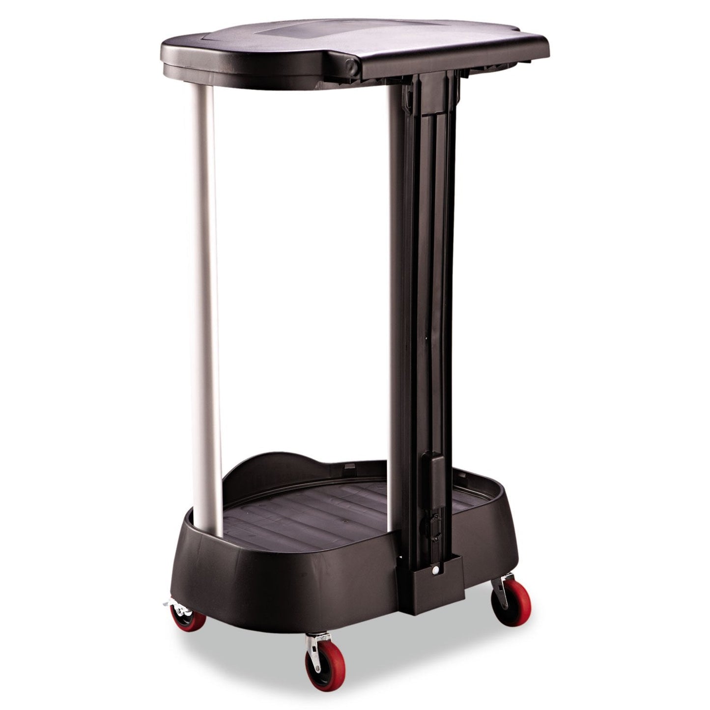 Rubbermaid Commercial Executive Series Step-On Linen Hamper/Laundry Basket with Front Locking Casters, 30 Gallon, Black, Hands Free Lid, for Hospitals/Medical Labs/Commercial Facilities